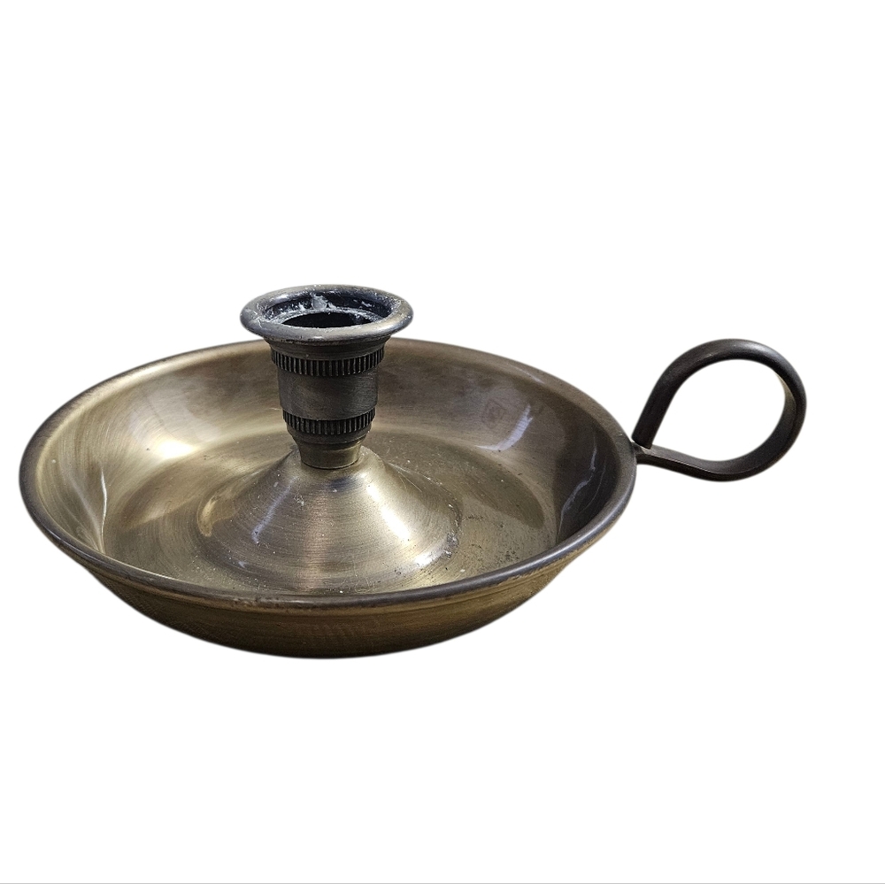 Vintage Brass Chamberstick Candle Holder